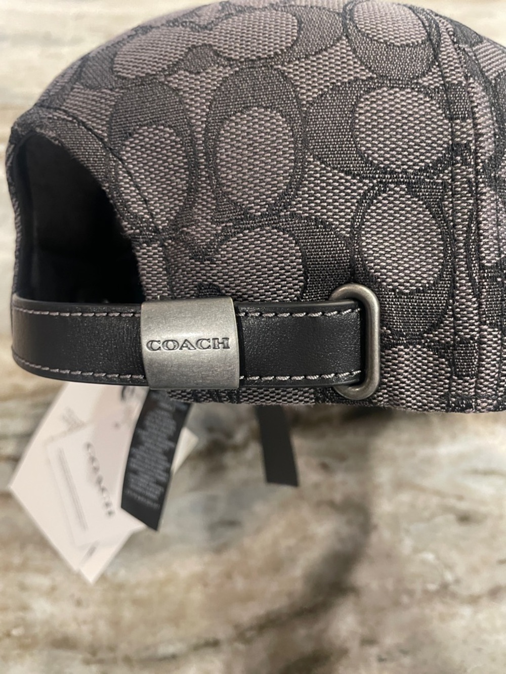 NWT Coach Unisex Flat-Brim Leather and Jacquard Baseball Cap Size XS/S - Picture 7 of 10